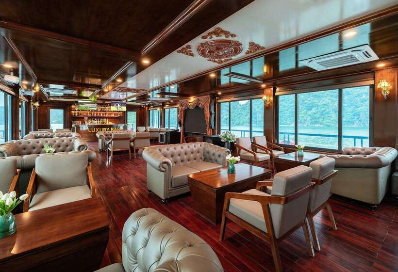 1 Day On 5-Star Halong Cruise With Highest Safety Equipments - Sunset party and traditional music on the upper deck