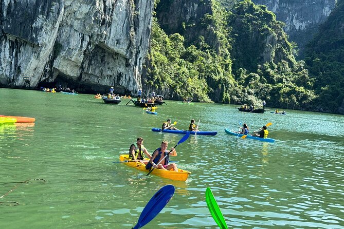 Best Value Ha Long bay 1 day - Lunch, kayak, swimming, transfer - Sung Sot Cave and the stairs inside