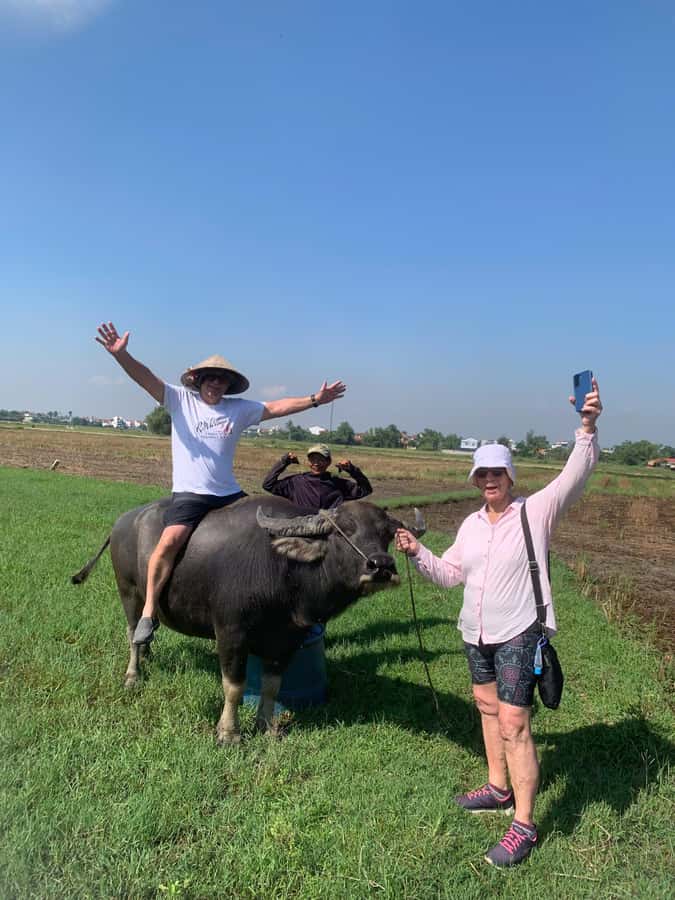 BUFFALO RIDING -BASKET BOAT & BIKE TOUR-HOI AN - A generous meal with Vietnamese classics