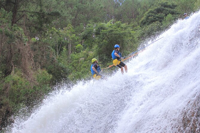 Canyoning Tour in Dalat Viet Nam - The Tyrolean Traverse over water