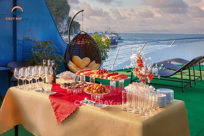 Cozy Bay Halong 5-Star Day Cruise, Buffet, Cave, Kayak, Swimming - The sunset party is a pleasant final touch