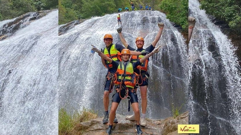 Dalat: Canyoning Extreme Adventure Vietnam - A 70-meter zipline leads into the river