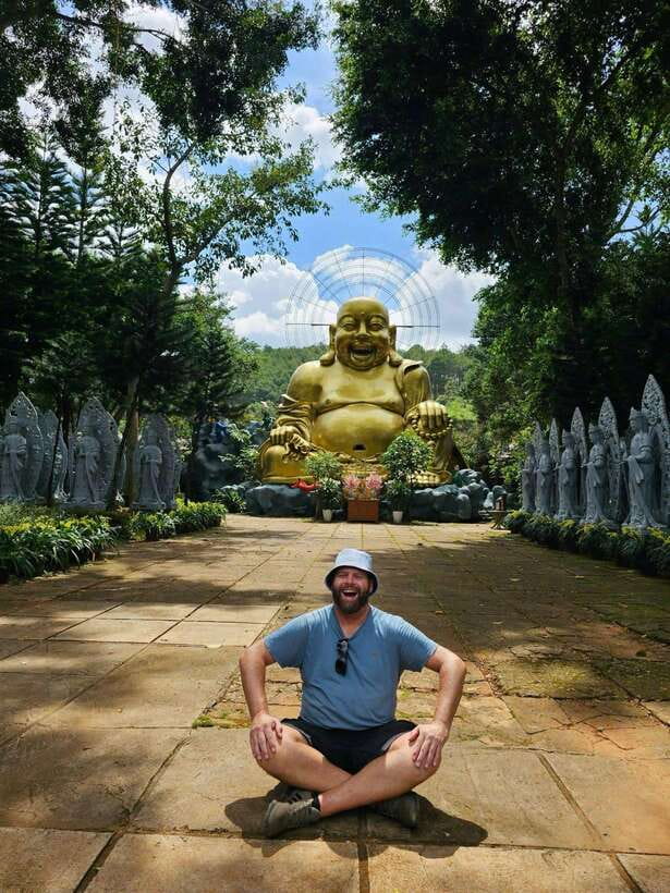 Dalat: MOTORBIKE TOUR TO PONGOUR FALLS- SILK- COFFEE FARM - Elephant Waterfall, cave views, and Linh An Pagoda