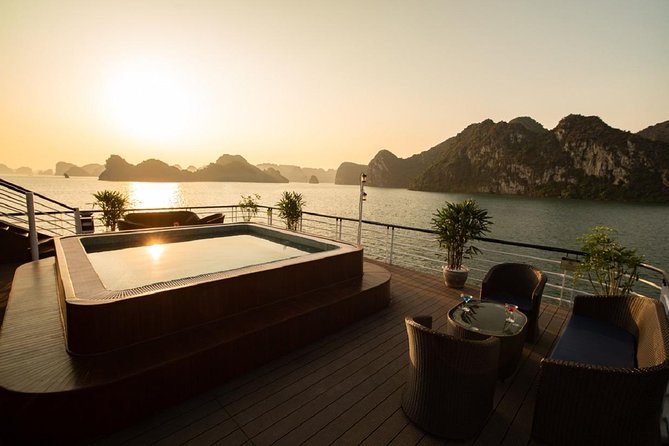 Doris Cruise 5 star cruise 2 days visiting Halong Bay Lan Ha Bay private balcony - Day two: tai chi and Dark and Bright Cave