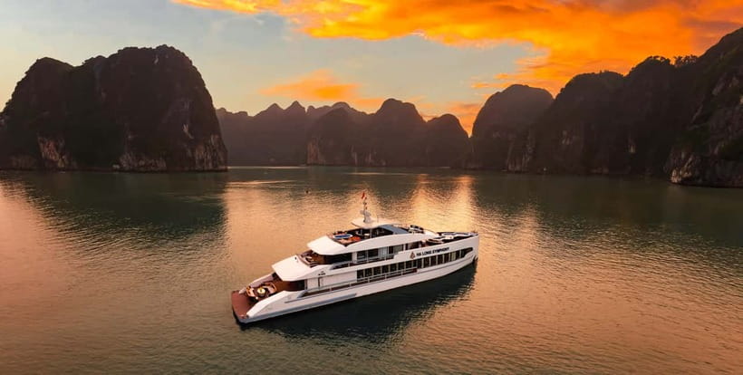 From Ha Long: Luxury Symphony Day Cruise with 2 Jacuzzi Pool - 10:00 to 10:30, boarding at Ha Long International Cruise Port