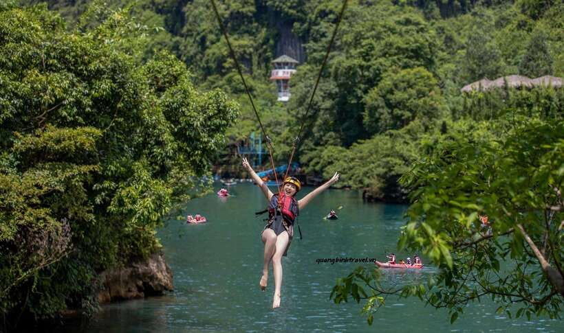From Phong Nha/DongHoi: Paradise Cave and Zipline Dark Cave - Paradise Cave and its long wooden walkway