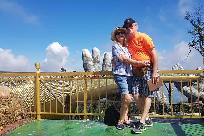 Golden Bridge-Marble Mountain-Hoi An City -Boat Ride-Night Market - Walking across the Golden Bridge