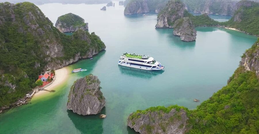 Ha Long Bay 8 hours daily tour on LA CASTA DAILY CRUISE - The first look at Halong Bay from the boat