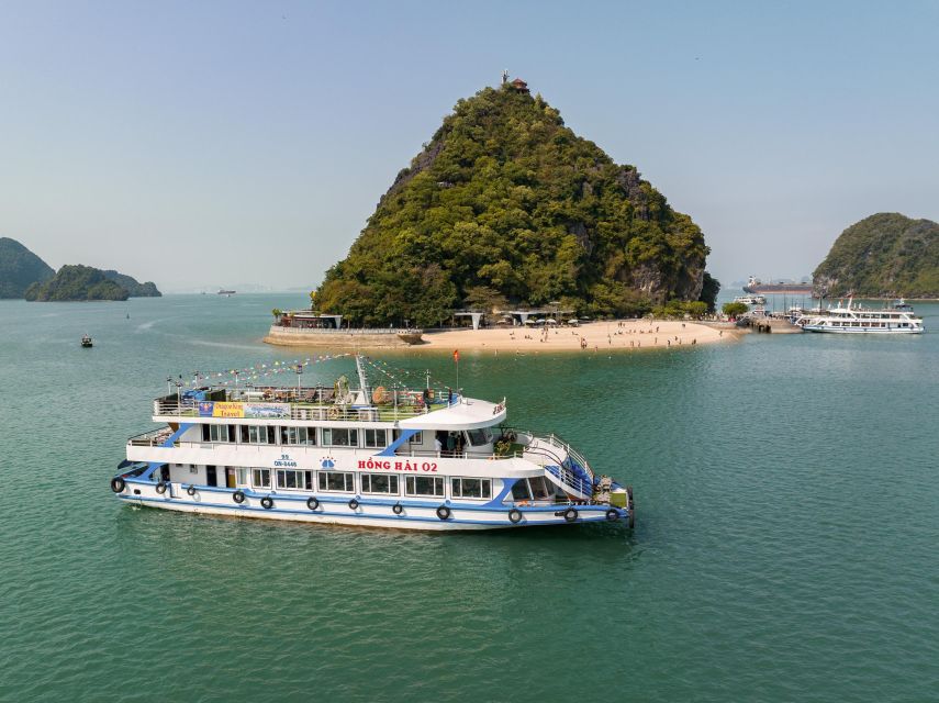 Hanoi: Halong Bay Day Trip with Titop Island, Cave, & Kayak - Sung Sot Cave and its steep stone steps