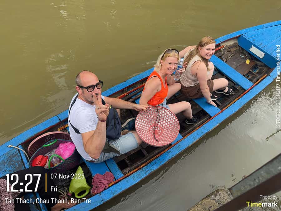 HCM: Authentic Mekong Delta - Boat, TukTuk, Khot Cake Making - Crossing the Mekong by motorboat