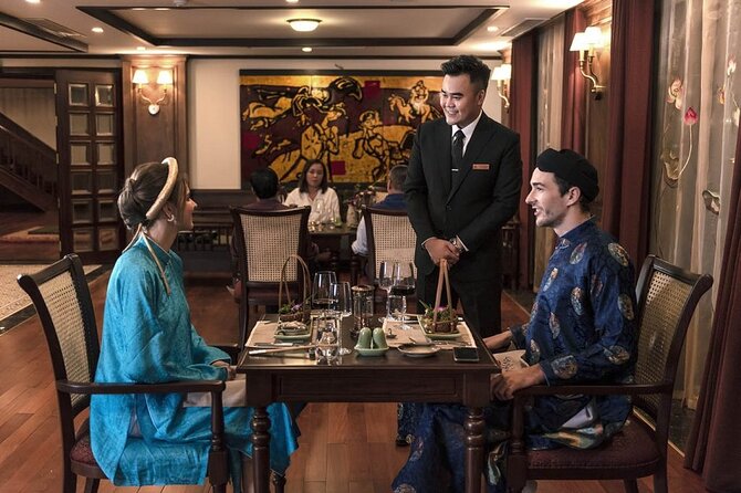 Heritage Cruises Best Luxury Cruise to Halong and Lan Ha Bay 2D1N - Evening on board: food, music, and a quiet balcony