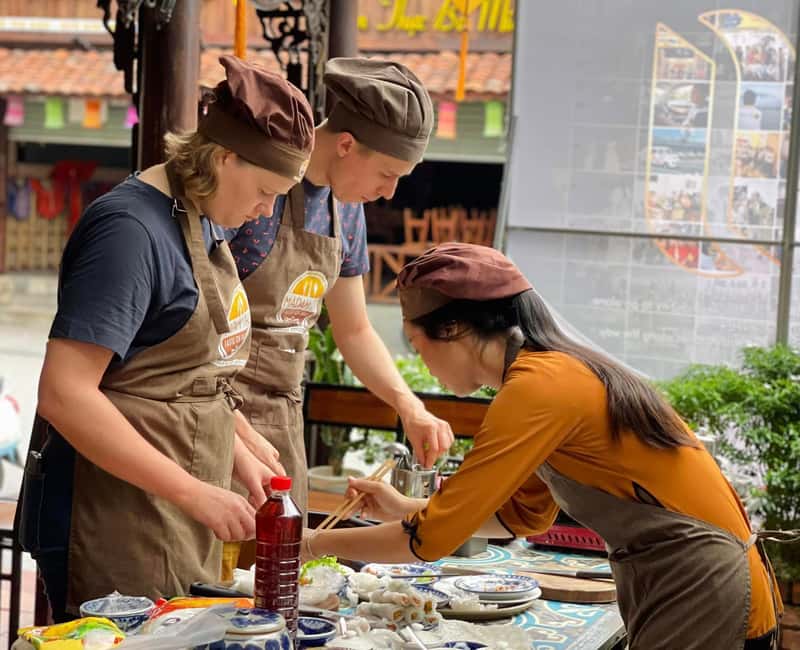 Hue City: Cyclo, Market Tour & Cooking Class at Madam Thu - A herbal foot bath before the cooking begins