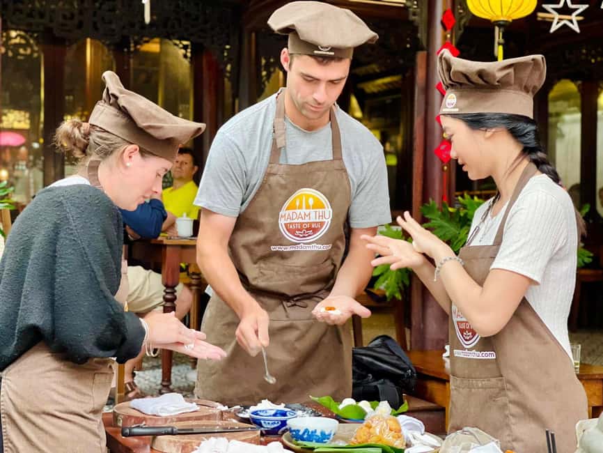 Hue City: Cyclo, Market Tour & Cooking Class at Madam Thu - The final meal, recipes, and certificate