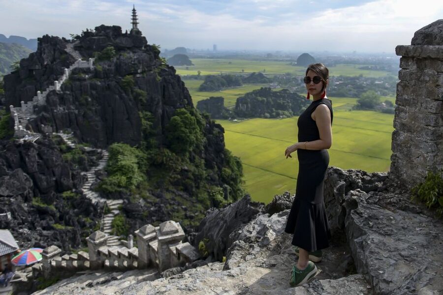 Ninh Binh Daily: Hoa Lu, Mua Cave, Tam Coc, Bike & Swimming - Cycling through paddies to Thai Vi Temple
