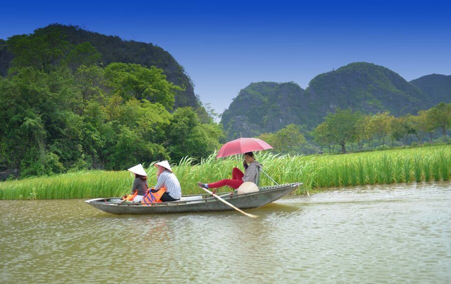 Ninh Binh Daily: Hoa Lu, Mua Cave, Tam Coc, Bike & Swimming - The pool, tea, fruit, and sunset pause