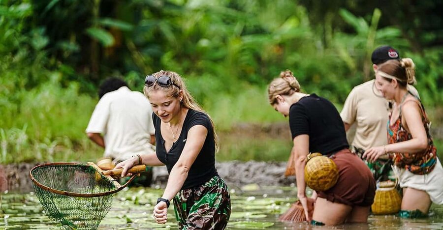 Ninh Binh: Rice planting and fishing by basket tour - Feeding, washing, and riding buffalo
