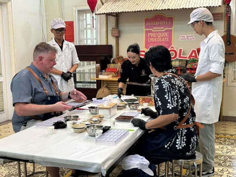 Phu Quoc: Bittersweet Chocolate Factory Tour & Workshop - Making hot cacao at the roasting corner